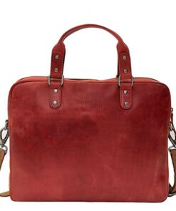 Simplistic Genuine Leather Laptop Bag | 15" - 17" - Cherry