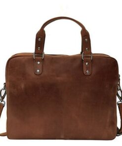 Simplistic Genuine Leather Laptop Bag | 15" - 17" - Saddle