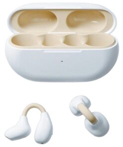 SIMSONLAB-Bone Conduction Wireless Earbuds With Noise Isolation-Beige&White