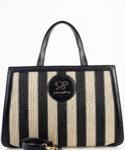 Sissy Boy - Long For You Woven Parallel Striped Tote With Hardware Branding