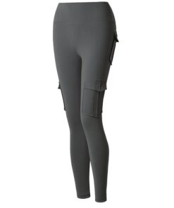 SIXTEEN10 Yoga Cargo High Waisted Fitness Gym Leggings - Gunmetal Grey - S