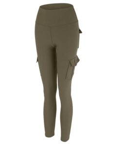 SIXTEEN10 Yoga Cargo High Waisted Fitness Gym Leggings - Olive Green - XL