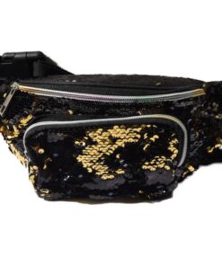 SKA 2 Zips Versatile Sequin Moonbags/ Waistbags - Black/Gold