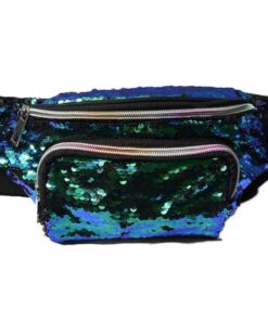 SKA 2 Zips Versatile Sequin Moonbags/ Waistbags - Green/Black