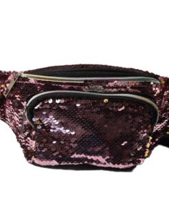 SKA 2 Zips Versatile Sequin Moonbags/ Waistbags - Pink/Gold