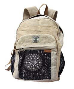 SKA Mandala Chakra 100% Pure Handmade Gheri Hemp Eco-Friendly Backpacks - Black