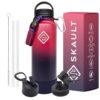 SKAULT - 1.2L Stainless Steel Double Wall Flask Water Bottle with 3 lids - Dark Rainbow