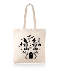 Skeleton Trick Or Treat Halloween Cotton Shopper Tote Bag