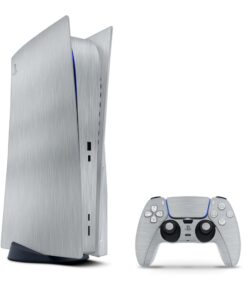 SkinNit Decal Sticker Skin For PS5: Brushed Aluminium (Textured)