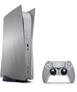 SkinNit Decal Sticker Skin For PS5: Brushed Steel (Textured)