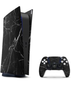 SkinNit Decal Sticker Skin For PS5 Digital (No Disk): Black Marble