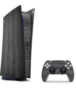 SkinNit Decal Sticker Skin For PS5 Digital (No Disk): Black Wood