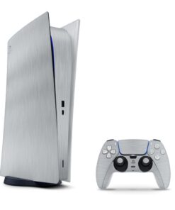 SkinNit Decal Sticker Skin For PS5 Digital (No Disk): Brushed Aluminum (Textured)
