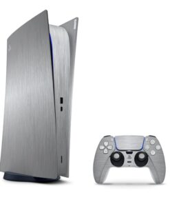SkinNit Decal Sticker Skin For PS5 Digital (No Disk): Brushed Steel (Textured)