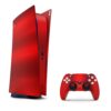 SkinNit Decal Sticker Skin For PS5 Digital (No Disk): Chrome Red (Textured)
