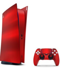 SkinNit Decal Sticker Skin For PS5 Digital (No Disk): Chrome Red (Textured)