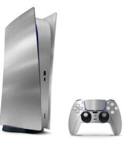 SkinNit Decal Sticker Skin For PS5 Digital (No Disk): Chrome Silver (Textured)