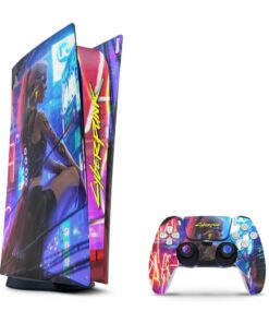 SkinNit Decal Sticker Skin For PS5 Digital (No Disk): Cyberpunk