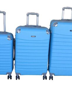 Sky Blue 3 Piece ABS Luggage Set-HardShell, Spinner Wheels&Telescoping Handle