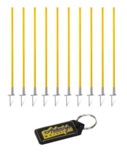 Slalom Soccer Training Poles - Set of 10 - Ultra Visible Yellow and Keyring