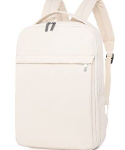 Sleek Compact Backpack - For Laptop, Travel or Everyday Use - Cream
