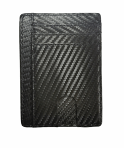 Slim Genuine Leather RFID Minimalistic Card Holder - Carbon Fiber