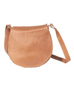 Sling Crossbody Shoulder Bag - Round Medium - Brown