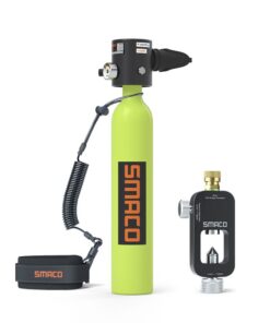 SMACO Mini Scuba Diving Tank - S300Plus 0.5l - With Refill Adaptor - Green, Black