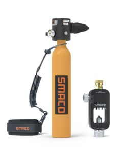 SMACO Mini Scuba Diving Tank - S300Plus 0.5l - With Refill Adaptor - Orange, Black