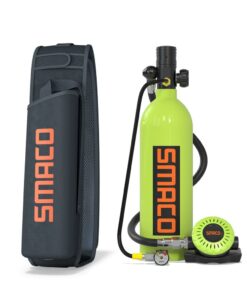 SMACO Mini Scuba Diving Tank - S400Pro 1L - With Refill Adaptor - Green, Black