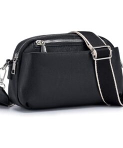 Small 4 Zipper Crossbody Handbag - Black