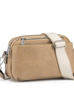 Small 4 Zipper Crossbody Handbag - Khaki