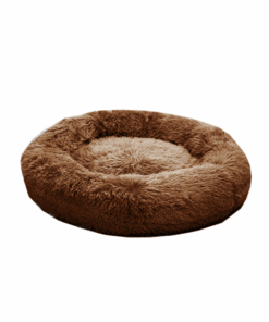 Small 50cm IREMIA Dog Bed 3.0 - Long-Fur/Flokati - Washable Zip Cover - Chocolate