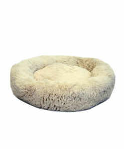 Small 50cm IREMIA Dog Bed 3.0 - Long-Fur/Flokati - Washable Zip Cover - Cream