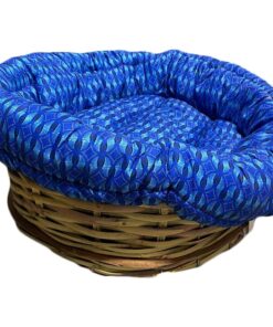 Small Basket Dog Bed with Cushion - Blue