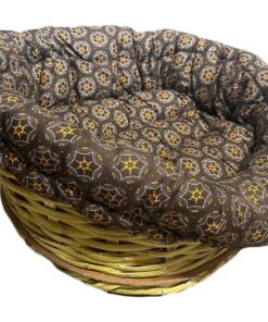 Small Basket Dog Bed with Cushion - Brown
