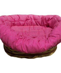 Small Basket Dog Bed with Cushion - Pink