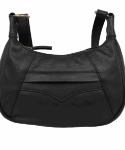 Small Buffalo Leather Handbag - Black - HB2-A