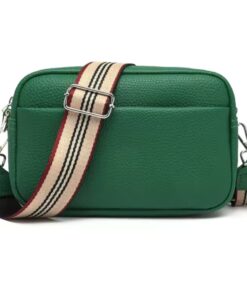 Small Crossbody Bag for Women with Wide Strap & Multi Pockets - Green