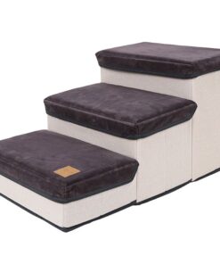 Small Dog Steps Stairs with 3 Storage Boxes Foldable - 30cm Height