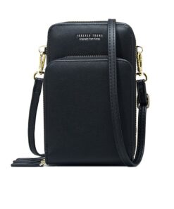 Small Leather Crossbody Phone Bags For Women - Black