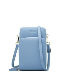 Small Leather Crossbody Phone Bags For Women - Blue