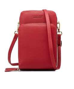 Small Leather Crossbody Phone Bags For Women - Red