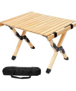Small Portable 60CM Picnic Table Beech Wood Roll-Up Folding Camping Table