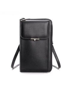 Small PU Leather Crossbody Phone Bags For Women - Black
