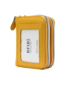 Small pu Leather Wallet, RFID Blocking Credit Card Holder Wallet - Yellow