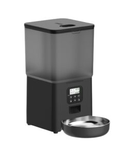 Smart 6L Pet Feeder: Timed Feeding & Voice Interaction for Cats & Dogs - Black