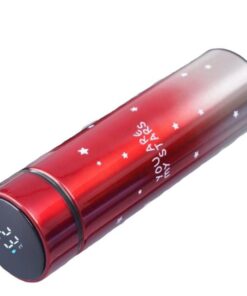 Smart Temperature Display Stainless Steel Thermos Flask - Stars - Red