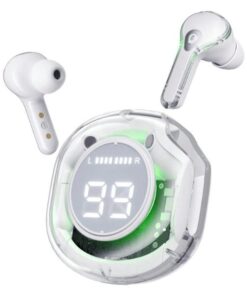 Smart Touch Control Earbuds With LED Digital Display Case - White