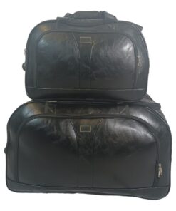 SMTE 2 Piece Travel Duffel Bag PU Leather Overnight Weekender Bag